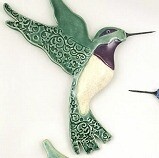 MM Hummingbird grn wings/purple throat 10"