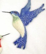 MM Hummingbird blue wings/grn throat 10"