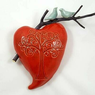 MM Red Tree of Life Wall Heart 10"