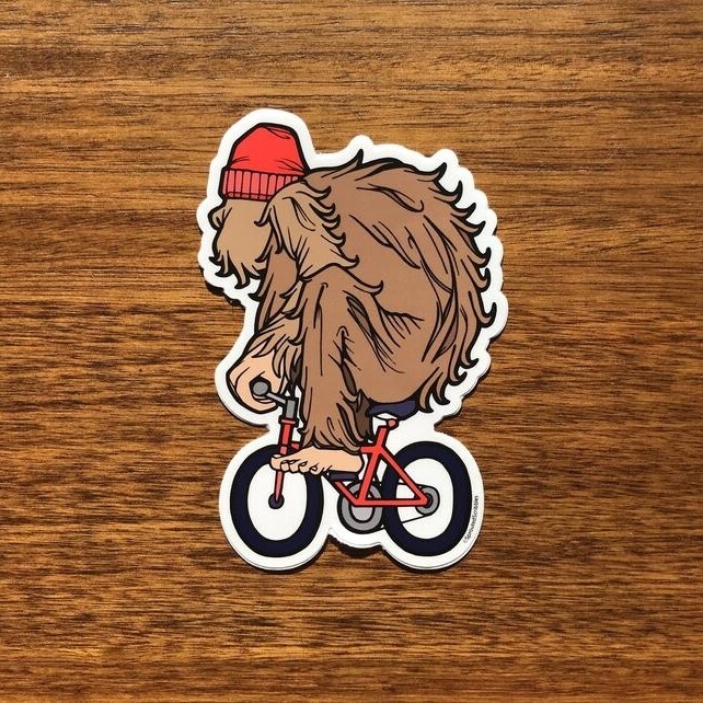 Yeti Biker Sticker - Bigfoot Sasquatch Funny Cute - SMALL 3.5&quot; (8.9cm)