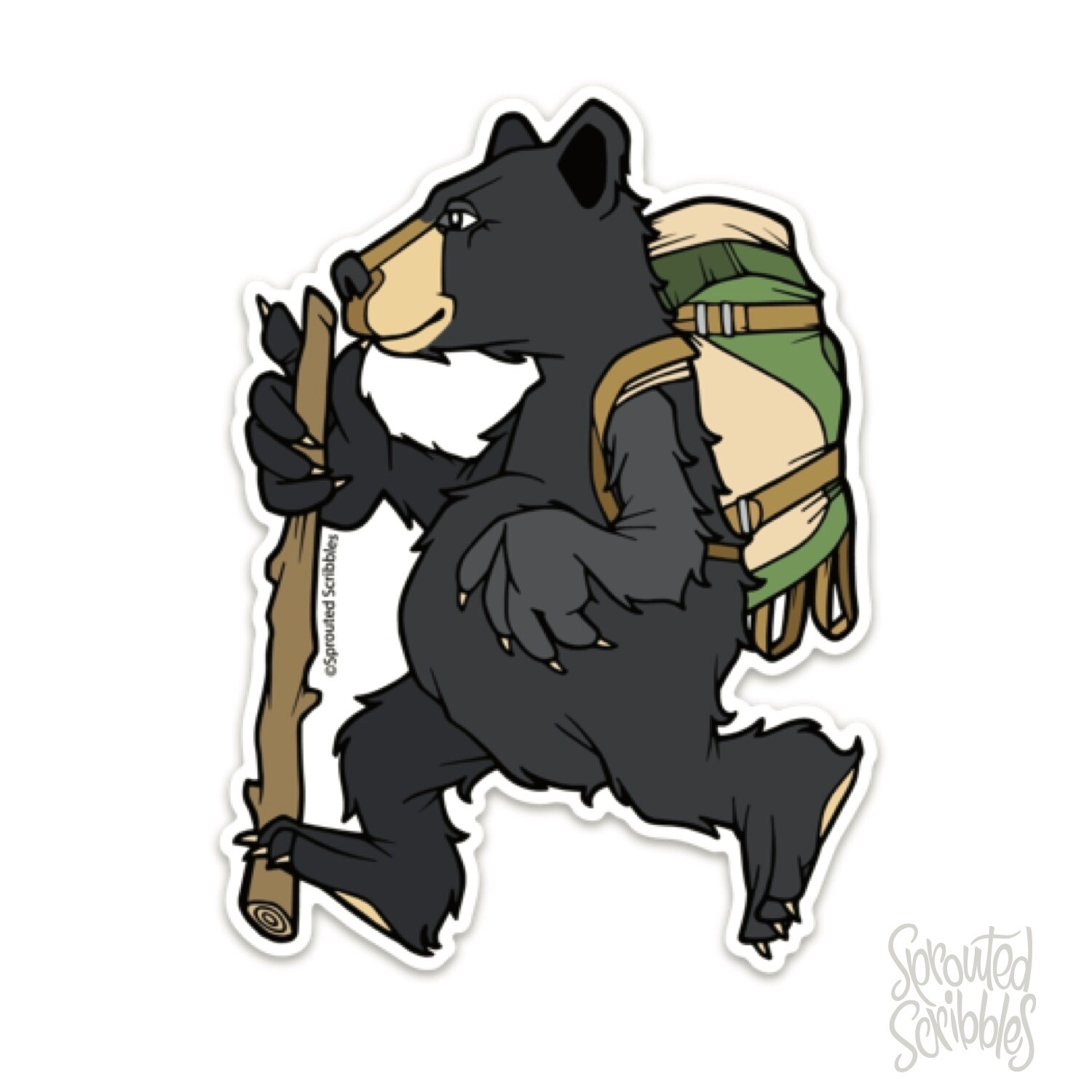 Backpacker Bear Hiking Sticker - Nature Wilderness Animal - SMALL 3.5&quot; (8.9cm)