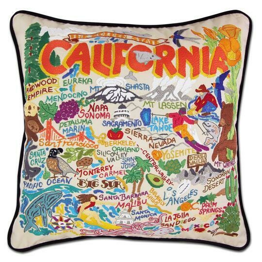 California Hand-Embroidered Pillow California Hand-Embroidered Pillow