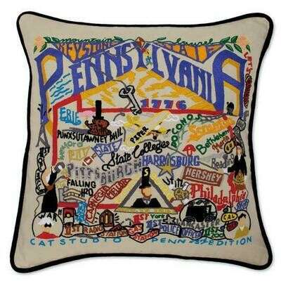 Pennsylvannia Hand-Embroidered Pillow