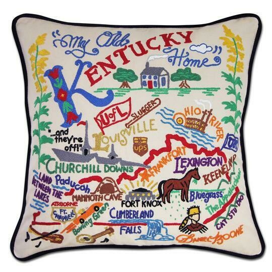 Kentucky Hand-Embroidered Pillow Kentucky Hand-Embroidered Pillow