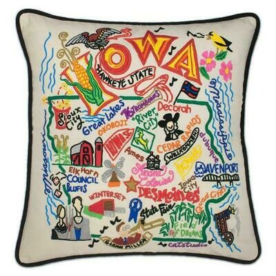 Iowa Hand-Embroidered Pillow