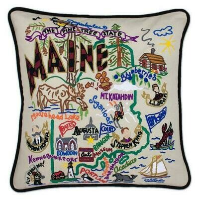 Maine Hand-Embroidered Pillow  