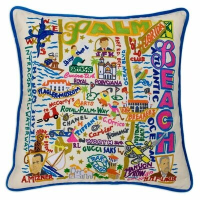 Palm Beach Hand-Embroidered Pillow