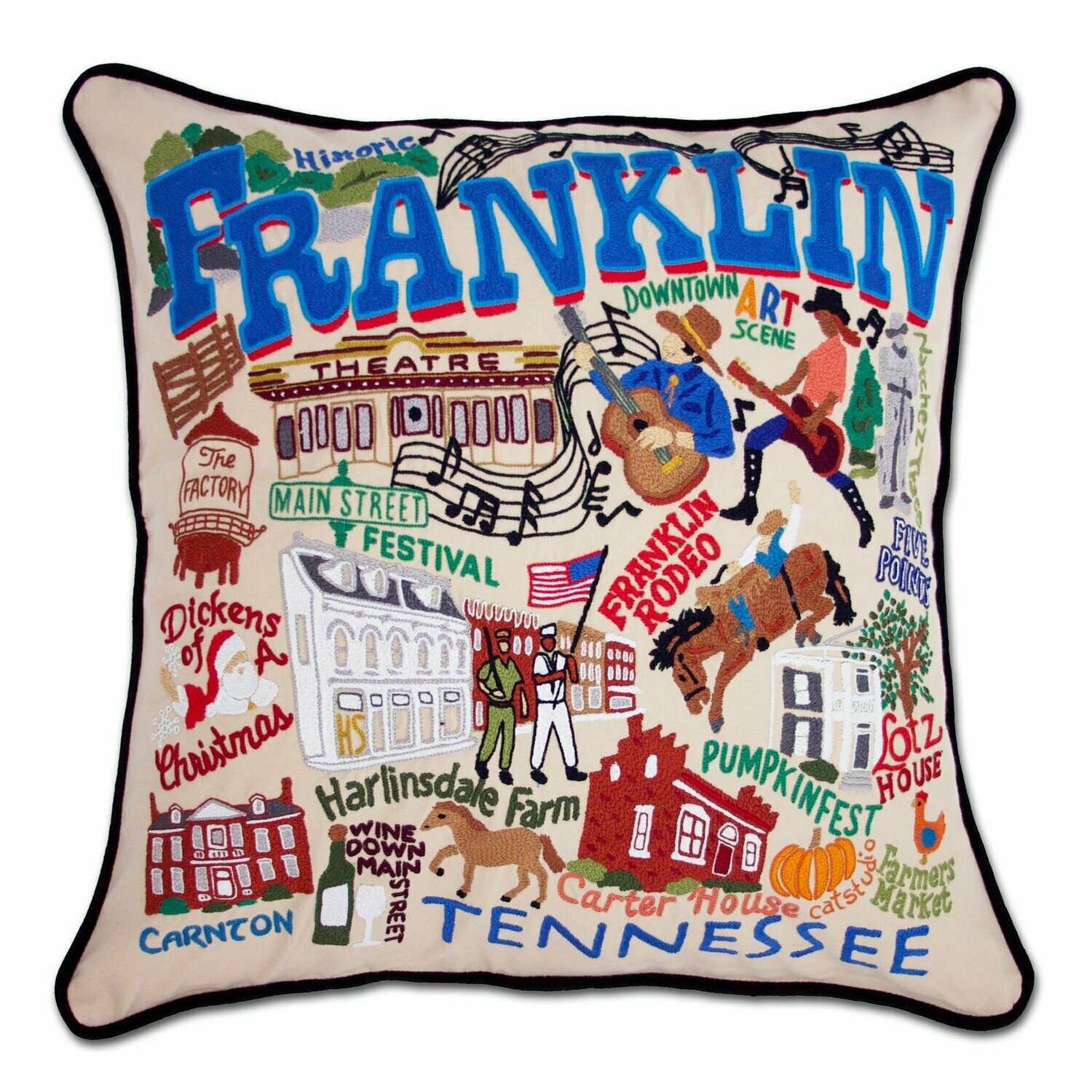 Franklin Hand-Embroidered Pillow