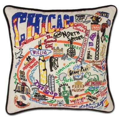 Chicago Hand-Embroidered Pillow