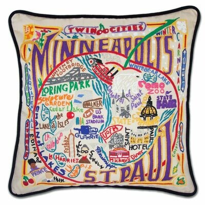 Minneapolis-St. Paul Hand-Embroidered Pillow