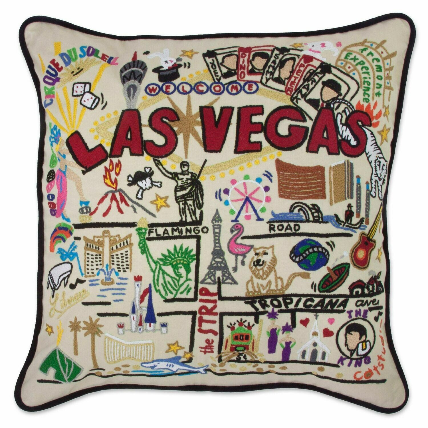 Las Vegas Hand-Embroidered Pillow