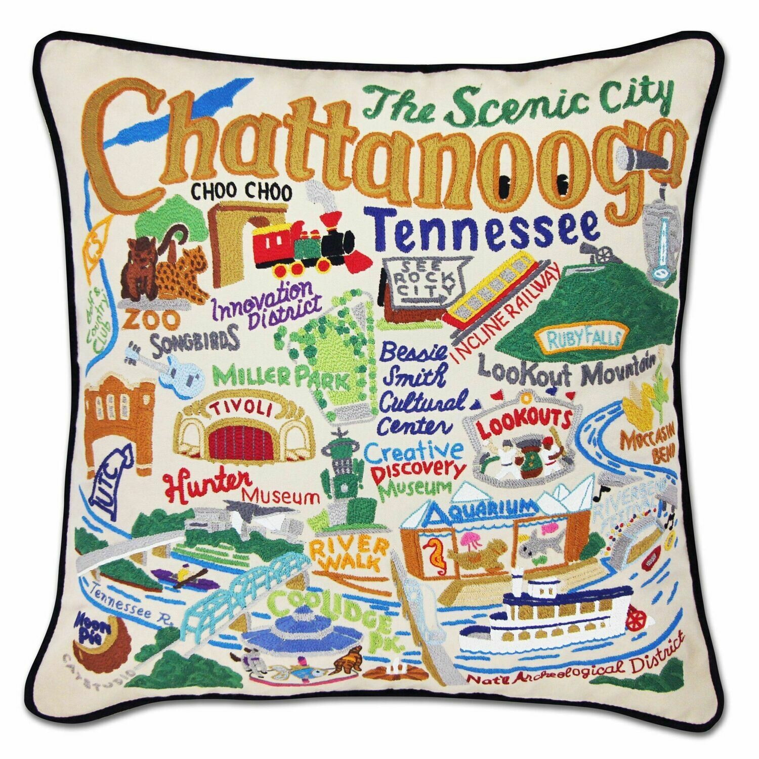 Chattanooga Hand-Embroidered Pillow