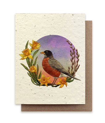 Spring Robin Greeting Cards - Plantable Seed Paper - No Sleeves