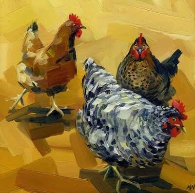 126B Chickens on Gold 8x10