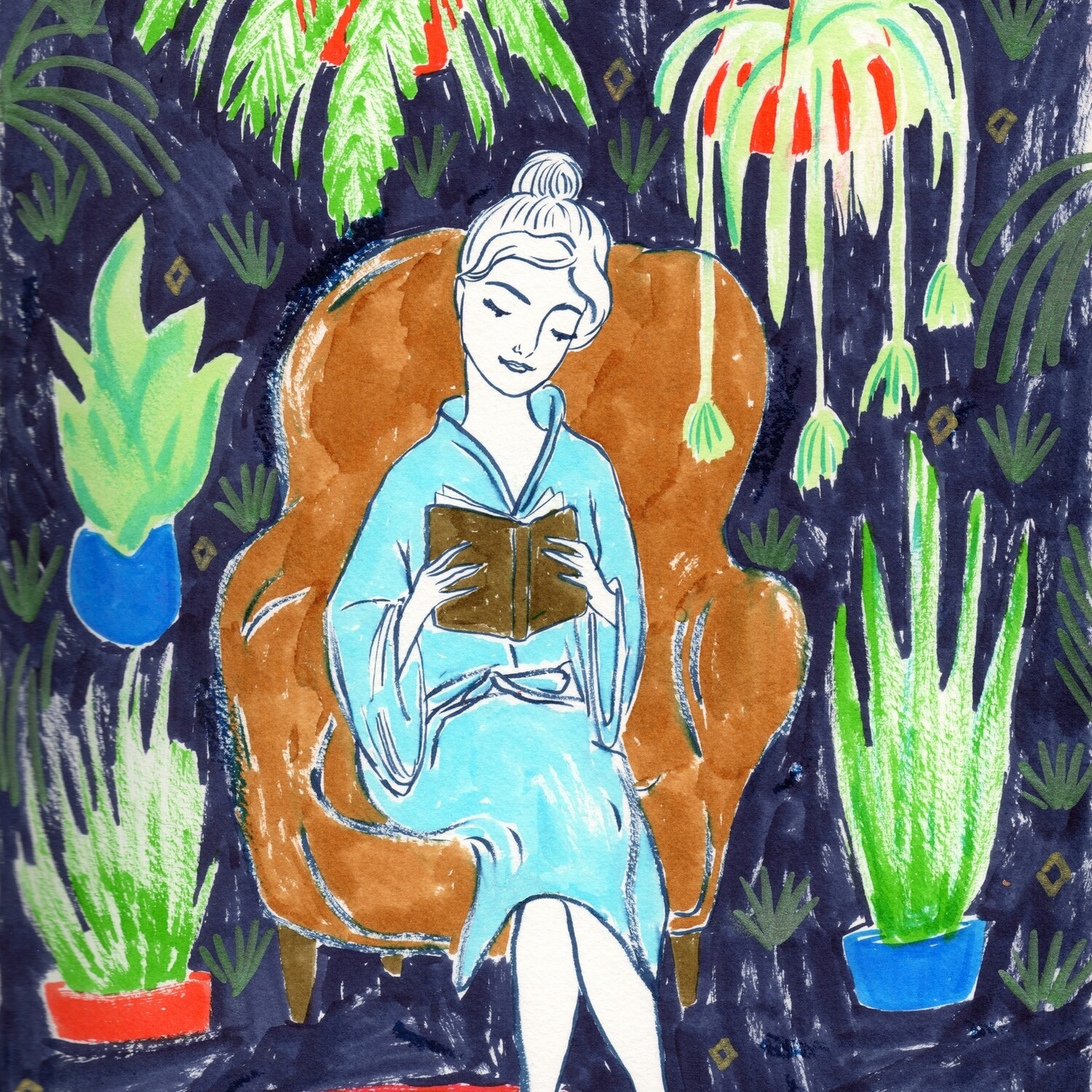 Jungle Reading Room Signed Print