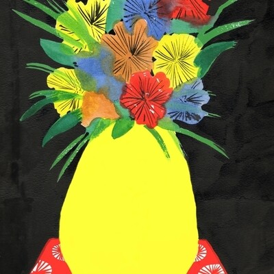 AL Yellow Vase Signed Print