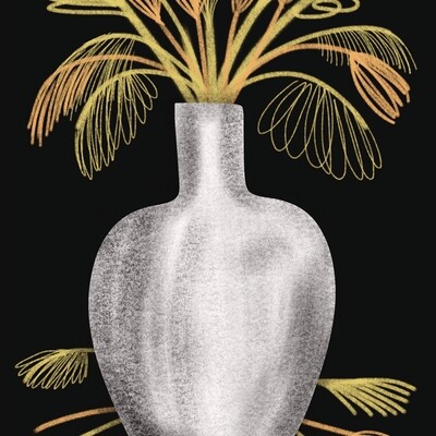 AL Charcoal Vase Signed Print