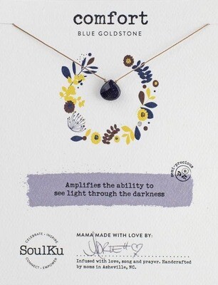 Blue Goldstone Soul-Full of Light Necklace Comfort 16&quot;