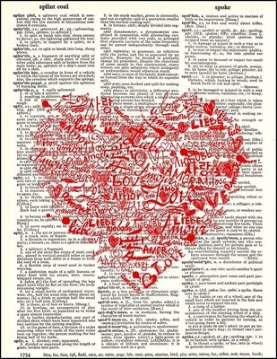 Typography Love Heart Dictionary Print