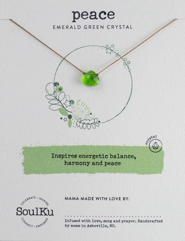 Emerald Green Crystal Soul Shine Necklace for Peace - SS2 - 16"