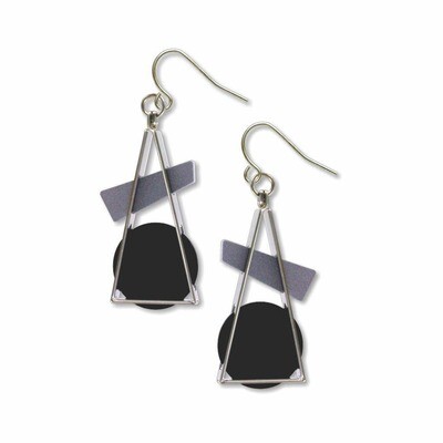 Triangle At Rest - Black Earrings