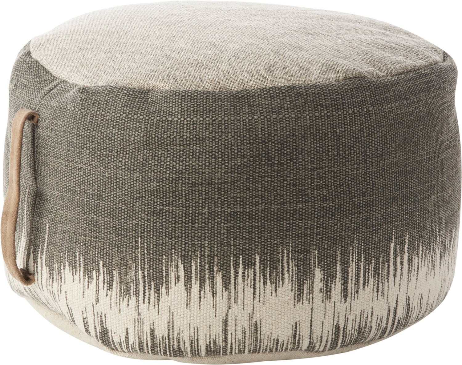 Stonewash Drum Pouf - Charcoal / 20&quot;X20&quot;X12&quot;
