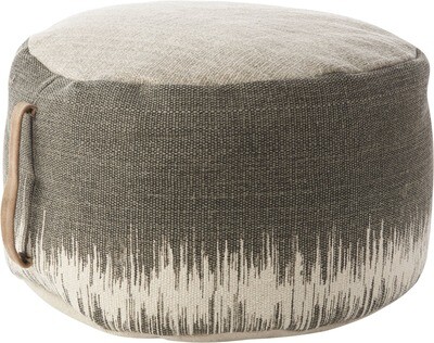 Stonewash Drum Pouf - Charcoal / 20&quot;X20&quot;X12&quot;