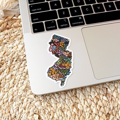 New Jersey 3x2in. Floral State Sticker
