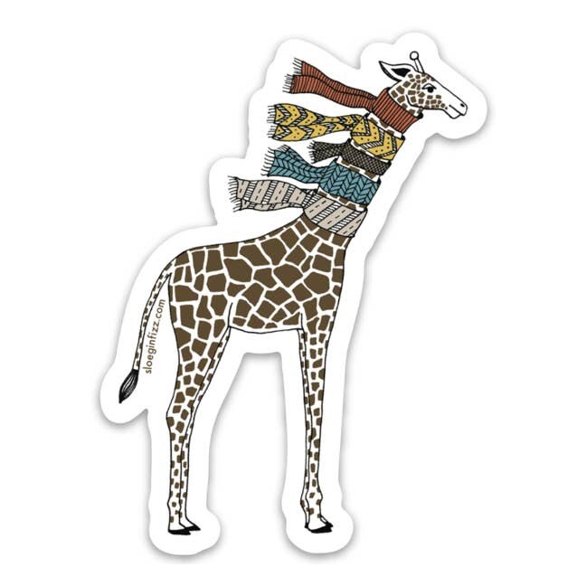 Giraffe with Scarves Vinyl Sticker