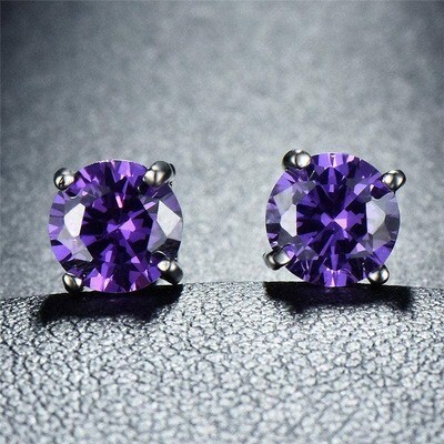 14K White Gold Plated - Amethyst