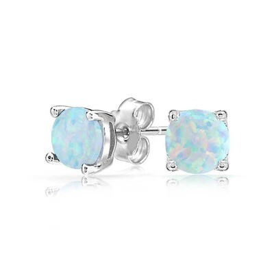 14K White Gold Plated - Opal