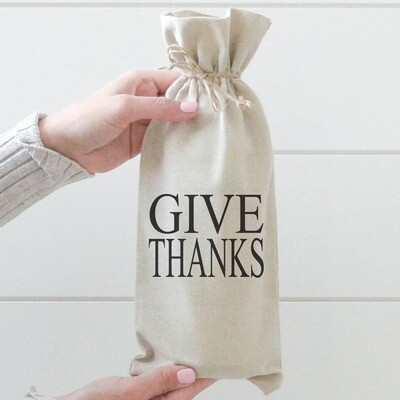 Give Thanks Wine Bag. - 100% Natural Linen