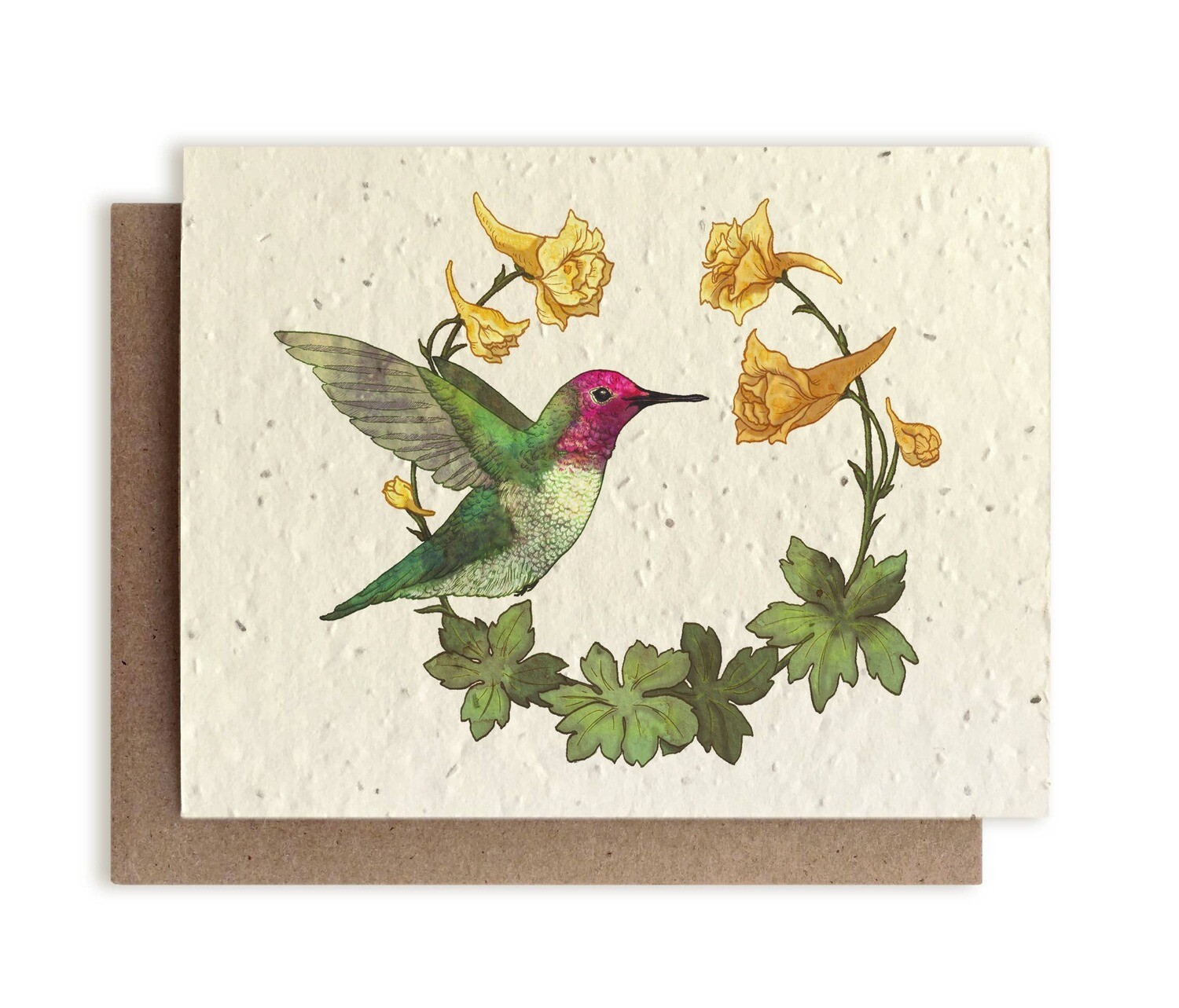 Hummingbird And Larkspur Seeded Card