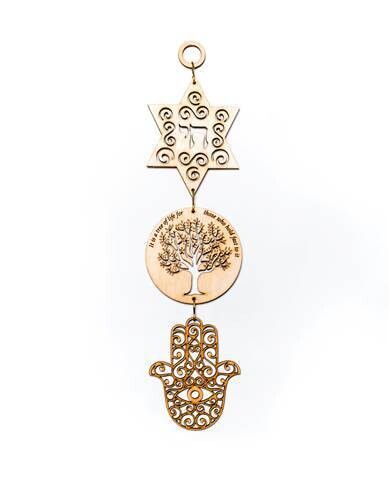 WP25 Hamsa Star of David w/ Chai/Tree of Life Wall Hanging WP25 Hamsa Star of David w/ Chai/Tree of Life Wall Hanging