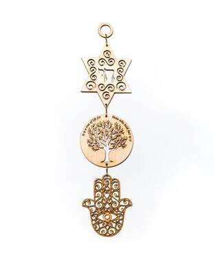 WP25 Hamsa Star of David w/ Chai/Tree of Life Wall Hanging WP25 Hamsa Star of David w/ Chai/Tree of Life Wall Hanging