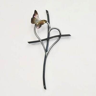16" Promise Cross with Butterfly Tempered 16" Promise Cross with Butterfly Tempered