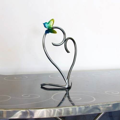 Heart/Butterfly Bl/Gr/Yel 9&quot;