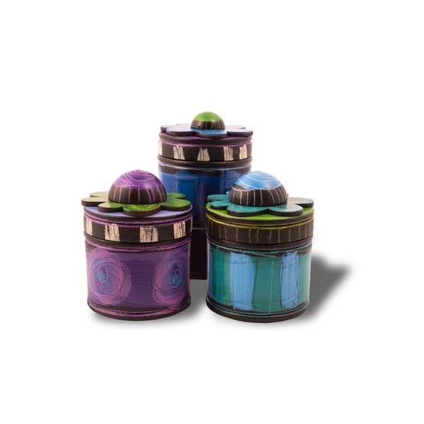 Flower Top Ring Box - Blues