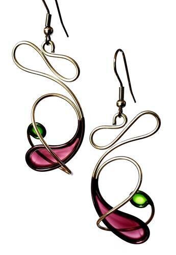 295(PG) Stainless Steel and Resin Earrings