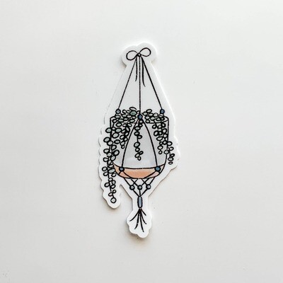 Watercolor Hanging Plant Sticker 3x2in.