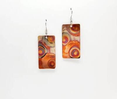 Flame Painted Rectangle Earrings
