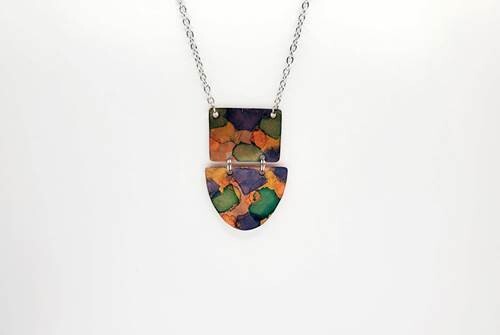 Alcohol Ink  Segmented Necklace