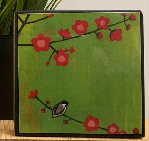 Cherry Tree Chickadee 4x4 