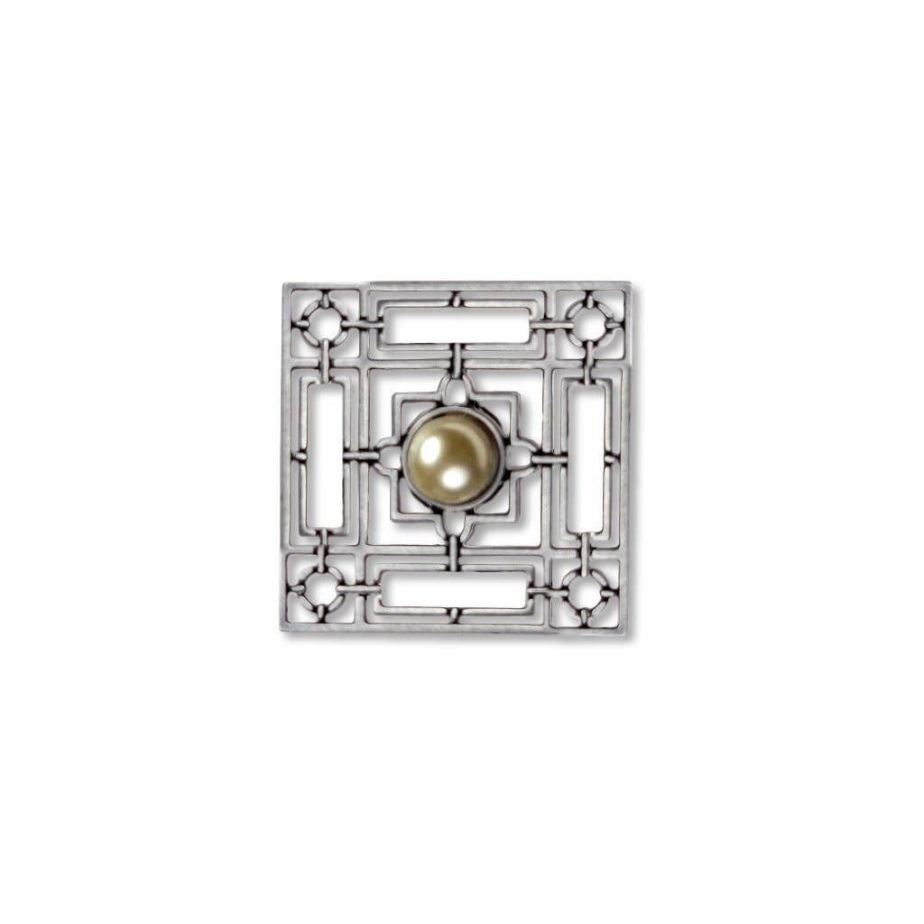 Wrought Iron - Creme Faux Bead - Black Accent Pin Wrought Iron - Creme Faux Bead - Black Accent Pin