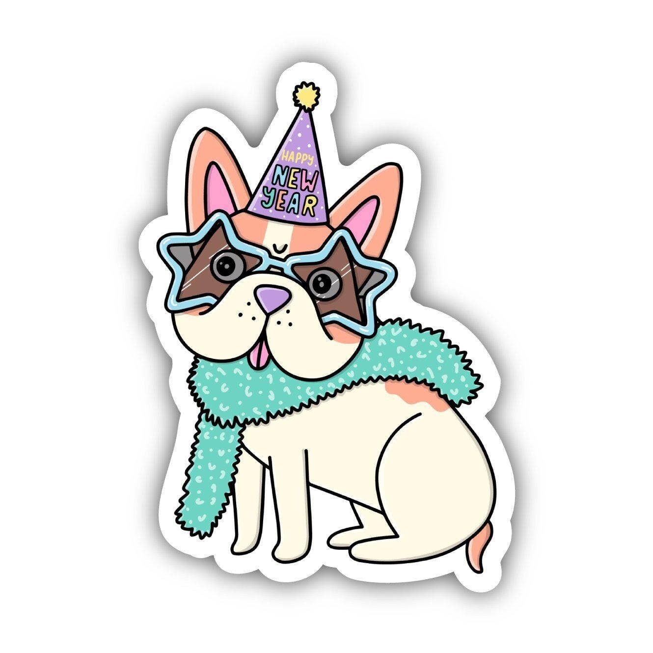 Happy New Year French Bulldog Sticker