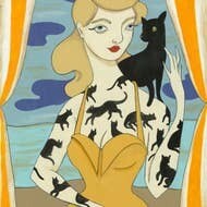 Black Cat Tattooed Lady Signed Print