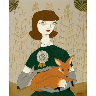 Woman with Fox Signed Print