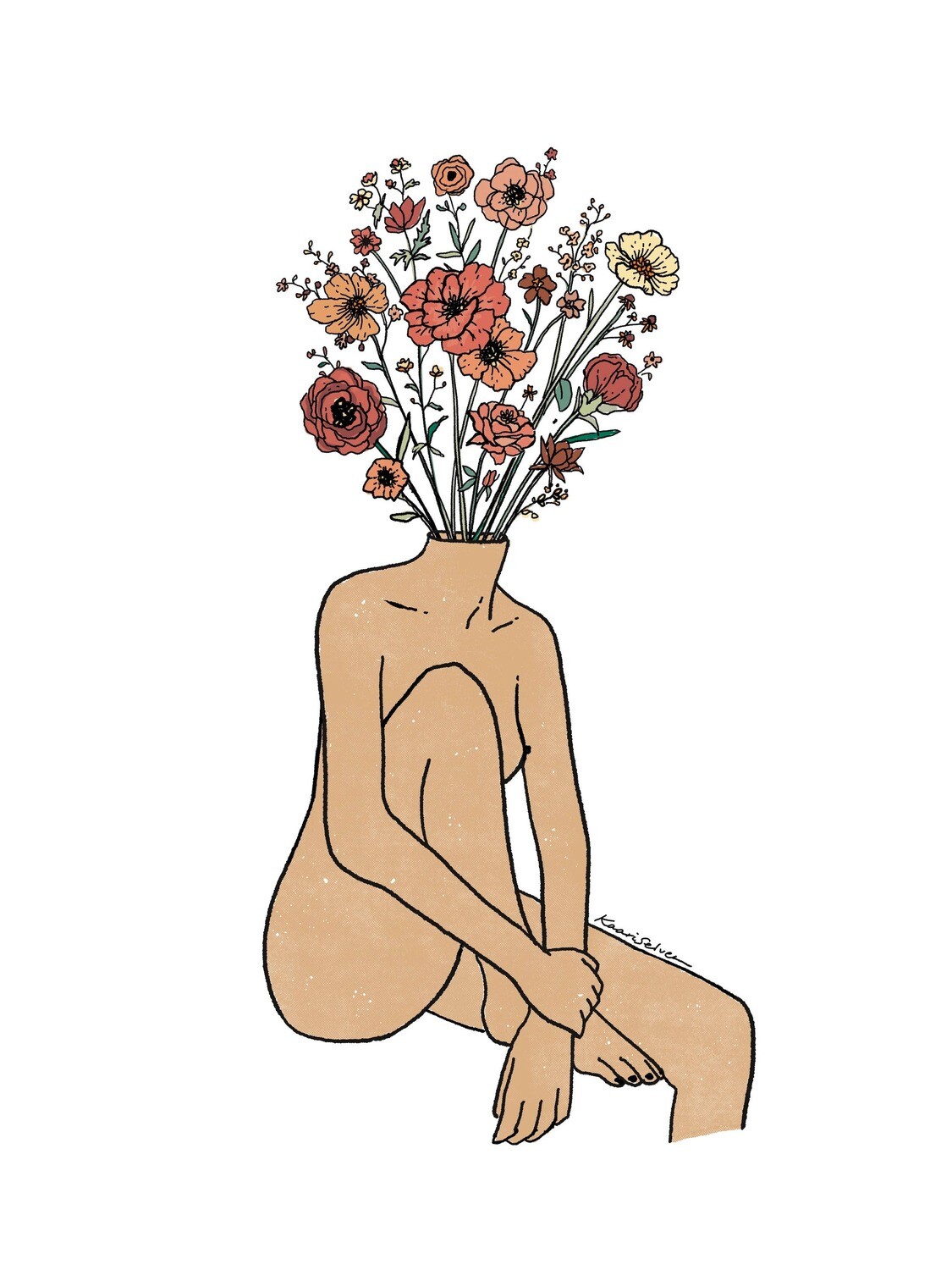 Posy Head Art Print - 8&quot; x 10&quot;