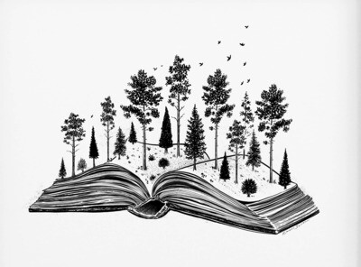 Forested Book Art Print - 8&quot; x 10&quot;
