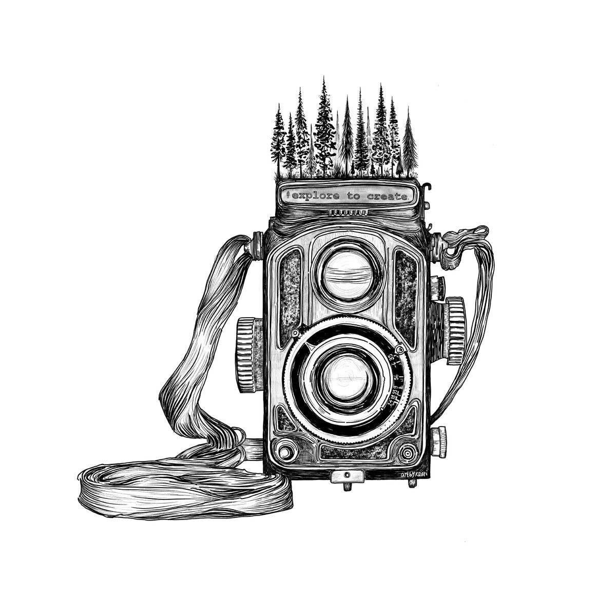 Vintage Camera Art Print - 8&quot; x 10&quot;